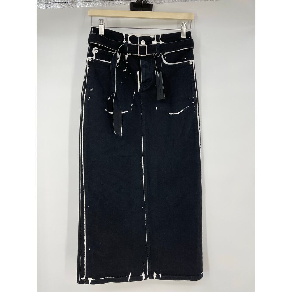 Proenza Schouler | Calder Skirt in Black Multi Contrast Printed Denim Pencil 25 - Picture 4 of 14